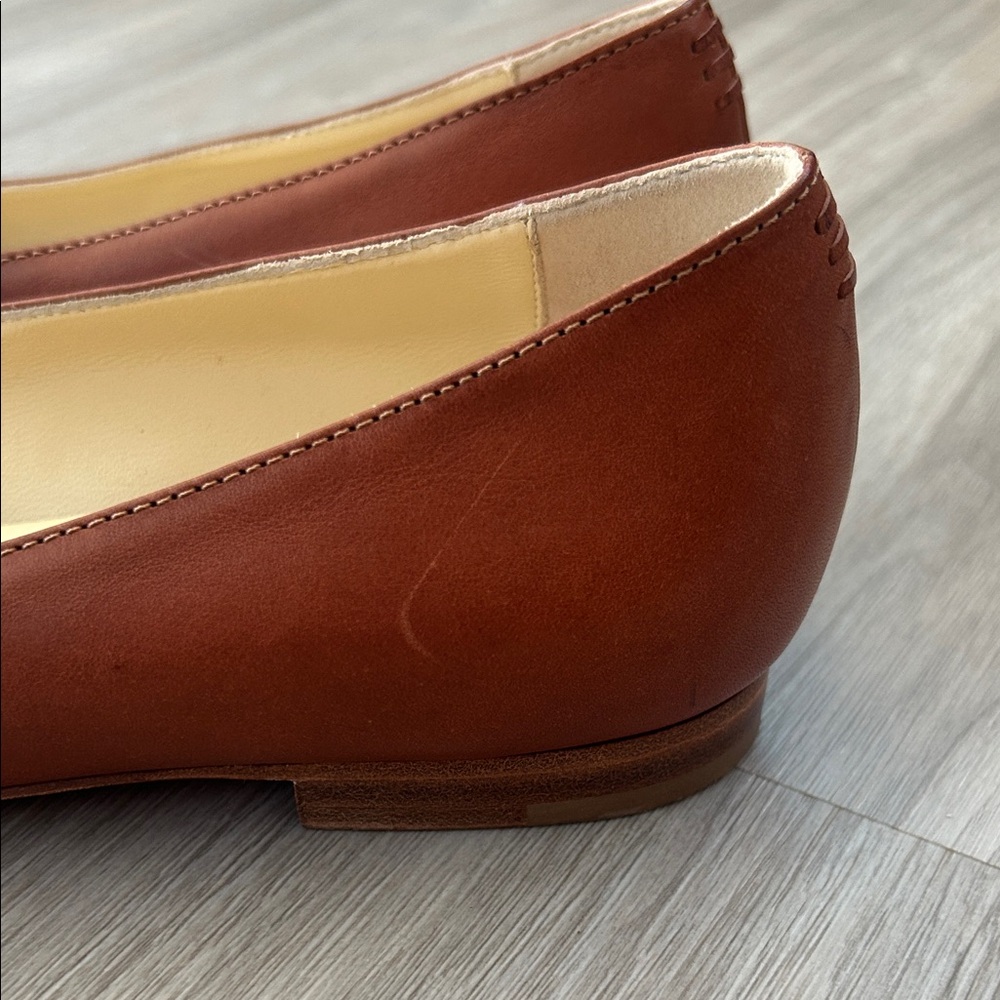 Sarah Flint Natalie Tan Leather Flats with Bow - Picture 6 of 9